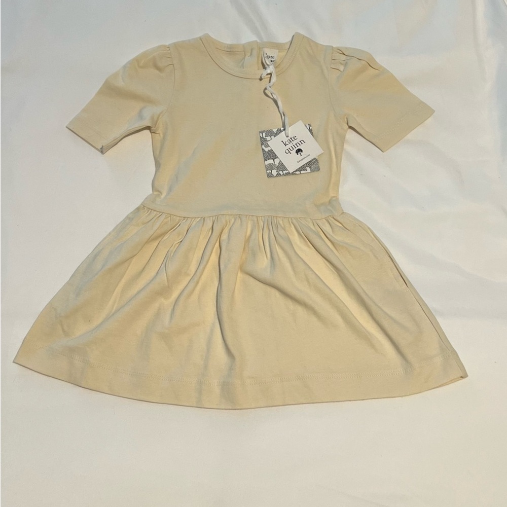Kate Quinn Puff Sleeve Drop Waist Dress in Oatmeal